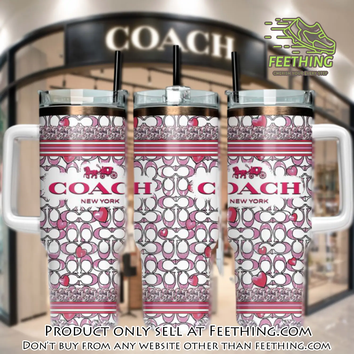 Pink coach logo stanley tumbler logo 40oz stanley tumbler ktb1065 ft5648884